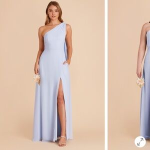 Birdy Grey One-Shoulder Dress in Soft Blue